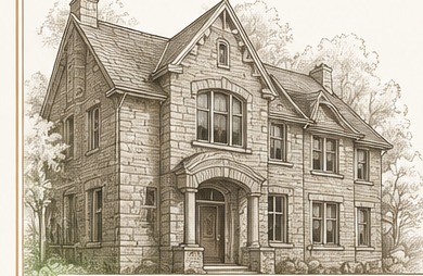 Heritage stone house in Toronto restored masonry illustration